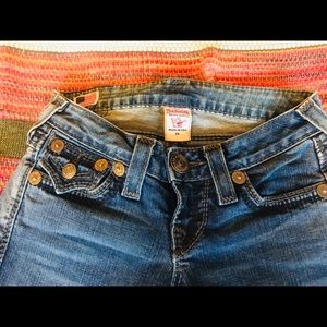 True Religion distressed flared jean